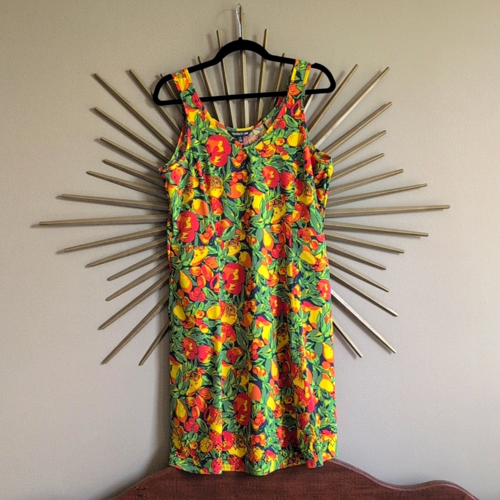 Toad & Co Sunkissed Sunsana Fruit Print Sleeveless Dress Size Medium